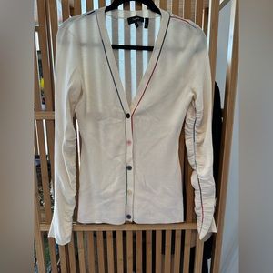 Theory Cardigan - White with Colorful Piping - Size M